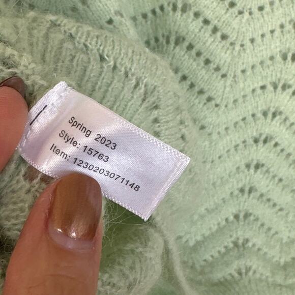 MARINE LAYER ALPACA WOOL Blend Ruby Pointelle Knit Sweater Size M, Like New - Picture 6 of 8